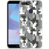 Huawei Y6 2018 Hoesje Pixel Camouflage Grey