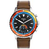 Just in Case Lederen armband voor Fossil Q Crewmaster Hybrid - Brown