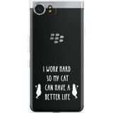 Blackberry KEYone Hoesje Royalty Cat - wit