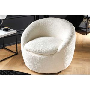 Draaibare fauteuil wit bouclé