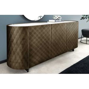 Retro sideboard brons met wit marmerlook keramiek 150 cm
