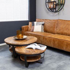 Ronde salontafel set mango 90 en 70 cm