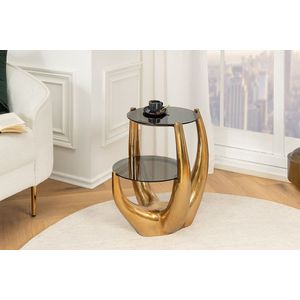 LEVELS - Sidetable - Zwart - Goud Frame - Tempered Glass Top