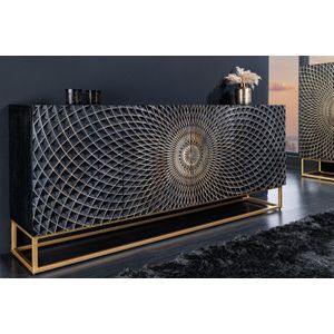 Design - ILLUSION - Dressoir - Zwart - Mangohout - Massief Hout - Goud