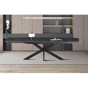 Uitschuifbare tafel keramiek zwart ovaal 160-240 cm