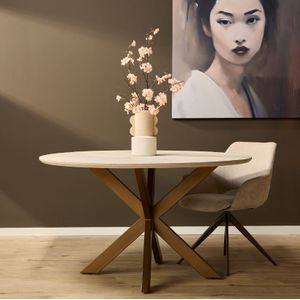 Madison - Eettafel - Sand - 150 cm - Mangohout - Bronzen Finish