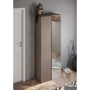 Hoge schoenenkast brons met spiegeldeur 185 cm