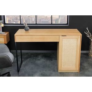 bureau eiken kleur met rotan 120 cm