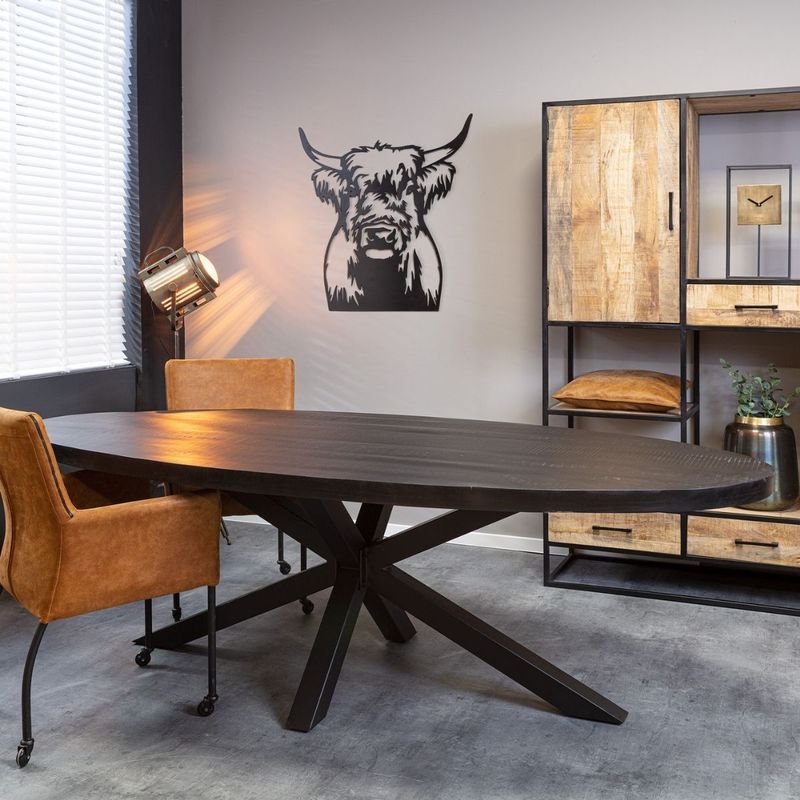 StarFurn - Denver - Eetkamertafel - Zwart - Mangohout - Ovaal 160cm