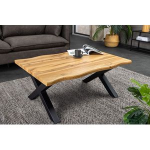 WILD Salontafel Naturel 90cm Tafelblad 30mm X-Poten Eiken-Look