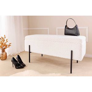 LOFT - Opbergbank - Wit - Boucle - 100cm