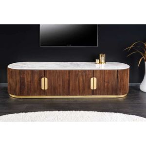 TV meubel mangohout wit marmer 170 cm