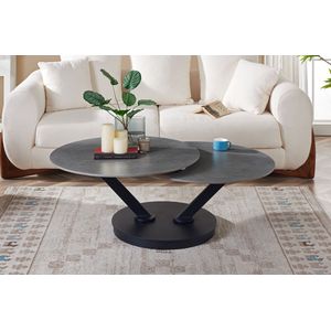 Ronde salontafel keramiek grijs draaibaar 85-126 cm