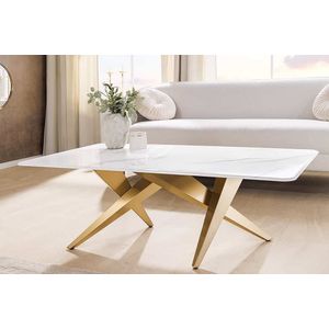 Salontafel wit marmerlook keramiek goud 130 cm
