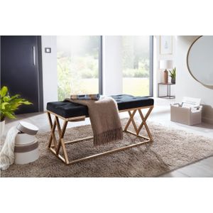 Zitbankje zwart fluweel goud X-frame 90 cm