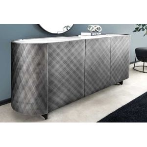 Retro sideboard antraciet wit marmerlook 150 cm