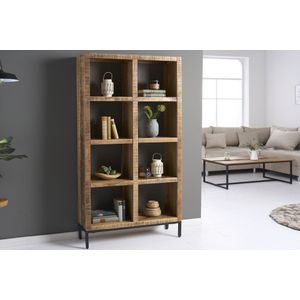 IRON CRAFT - Boekenkast - Mangohout - Industrieel Design - 176cm - Acht Vakken