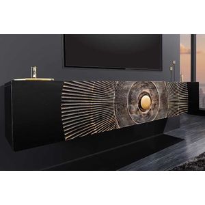 Zwevend tv meubel sunset zwart mangohout 160 cm