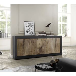 dressoir zwart met vintage deuren 210 cm