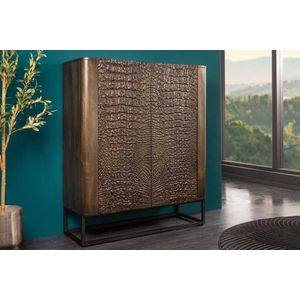Sideboard - Bruin - Massief Mangohout - Krokodillenlook - 177 cm