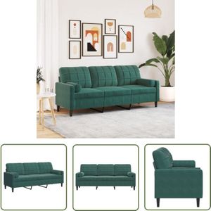 vidaXL 3-Sitzer-Sofa mit Zierkissen Dunkelgrün 180 cm Samt