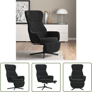 The Living Store - Relaxsessel mit Fußstütze Schwarz Samt - Samtsofa - Sessel Schwarz - Lounge Chair - Bequemer Sessel - Fernsehsessel
