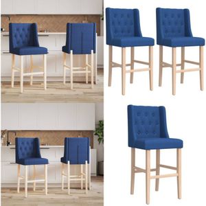 Vidaxl - Barstühle 2 Stk. Massivholz Gummibaum und Stoff - Esszimmerstühle - Barhocker - Küchenstühle - Holzstühle - Bequeme Stühle - Home & Living