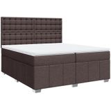 Boxspringbett mit Matratze Dunkelbraun 200x200 cm Stoff vidaXL