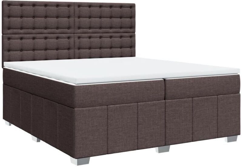 Boxspringbett mit Matratze Dunkelbraun 200x200 cm Stoff vidaXL