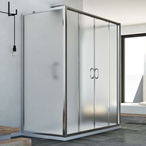 Duschkabine 3-seitig Strukturglas h 185 mod. Replay Trio 2 Türen 80x140x80 cm