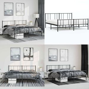Vidaxl - Bettgestell mit Kopf- und Fußteil Metall Schwarz 183x213 cm - Metallbett - Doppelbett - Boxspringbetten - Bettgestell Schwarz