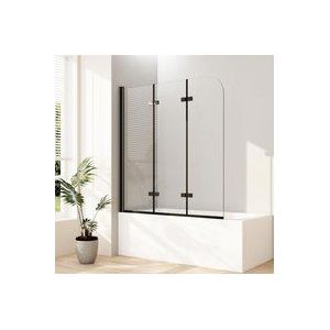 Duschwand für badewanne, 130x140cm 3-teilig Faltwand für Badewanne, Glas Duschwand Badewannenaufsatz Duschtrennwand Duschabtrennung mit 6mm Nano