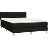 Boxspringbett mit Matratze Schwarz 140x200 cm Stoff vidaXL