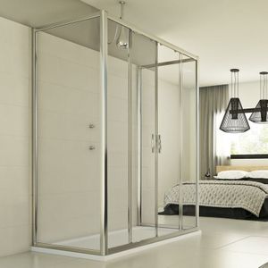 Schiebeduschkabine 3-seitig Klarglas h 198 mod. Young Trio 2 Türen 80x160x80 cm