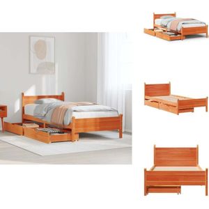 Vidaxl - Massivholzbett ohne Matratze Wachsbraun 100x200 Kiefernholz - Bettgestell - Bettrahmen - Schlafzimmermöbel - Bett