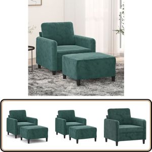 Vidaxl - Sessel mit Hocker Dunkelgrün 60 cm Samt - Samtsofa - Sessel Mit Hocker - Lounge Chair - Gemütlicher Sessel - Dunkelgrüner Sessel