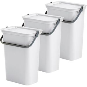 Tontarelli - Set mit 3 weissen Mülleimern à 10 l – "moda"