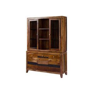 Massivmoebel24 - Buffet Sheesham 140x45x200 dunkelbraun lackiert ancona 245