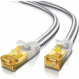 Primewire - Flachbandpatchkabel cat 7 mit Baumwollummantelung - Gigabit Ethernet lan Kabel - 10 Gbit/s - u/ftp pimf Schirmung - Netzwerkkabel - 2m