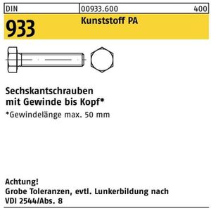 Sechskantschraube DIN 933 VG M 8 x 60 Polyamid naturfarben