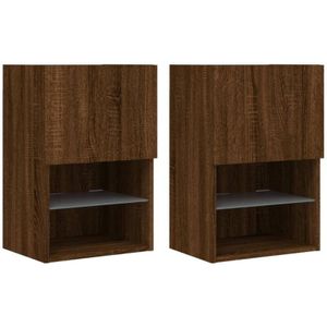 Vidaxl - TV-Schränke mit LED-Leuchten 2 Stk. Braun Eichen-Optik