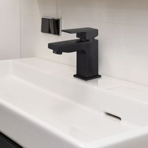 Home Deluxe - Waschtischarmatur aus Messing aquatic Farbe: Schwarz Armatur Waschtischarmatur Badarmatur Waschtischmischer