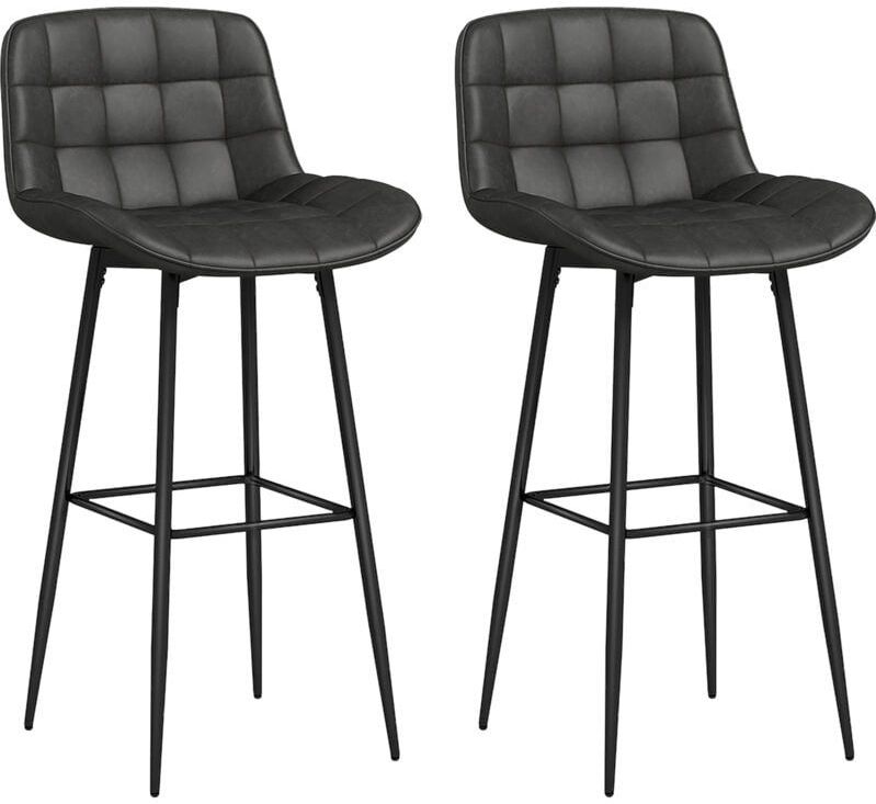 2er-Set Barhocker, Bistrohocker mit Fußstütze, Drehbar Barstuhl mit Stahlbeine, Küchenstuhl mit Rückenlehne, Kunstleder, für Wohnzimmer, Esszimmer,