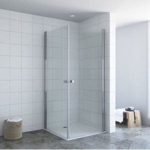 Aquabatos - Duschkabine Eckeinstieg mit Pendeltüren Eckdusche Drehtür Schwingtür Duschwand Glas rahmenlos aus 6 mm Sicherheitsglas esg klar mit