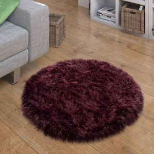 Paco Home Kunstfell Fellteppich Imitat Sitzkissen Herzform Rund Verschiedene Formen Lila 60 cm Rund