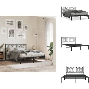 Vidaxl - Bettgestell mit Kopfteil Metall Schwarz 140x200 cm - Bettestell - Doppelbett - Metallbett - Schwarzes Bett - Boxspringbettfundament