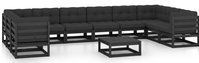 Vidaxl - 11-tlg. Garten-Lounge-Set mit Kissen Schwarz Kiefer Massivholz
