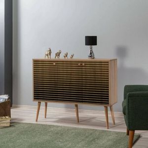 Dmora - Kommode Nunki, Wohnzimmerbuffet, Wohnzimmer-Sideboard, Moderne Küchen-Speisekammer, 120x36h90 cm, Eiche, mit verstärkter Verpackung