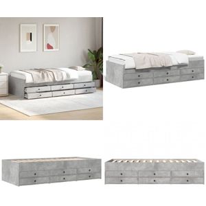 Vidaxl - Tagesbett mit Schubladen ohne Matratze Betongrau 100x200 cm - Tagesbett - Schlafcouch - Beton Grau - Wohnzimmer - Schlafzimmer - Home &