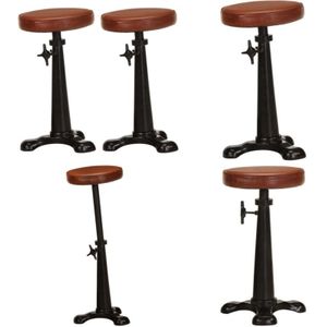 Vidaxl - Barhocker 2 Stk. Braun Echtleder und Gusseisen - Barhocker - Echtleder Sessel - Wohnzimmer Dekoration - Küchenhocker - Höhenverstellbar